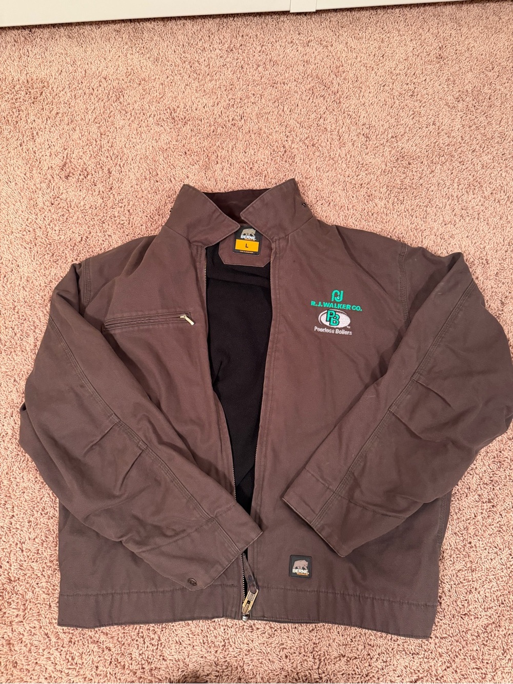 Men's Brown Work Field Jacket with Embroidered Logo
